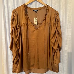 Express Silky Blouse with Ruched Sleeve Size XL